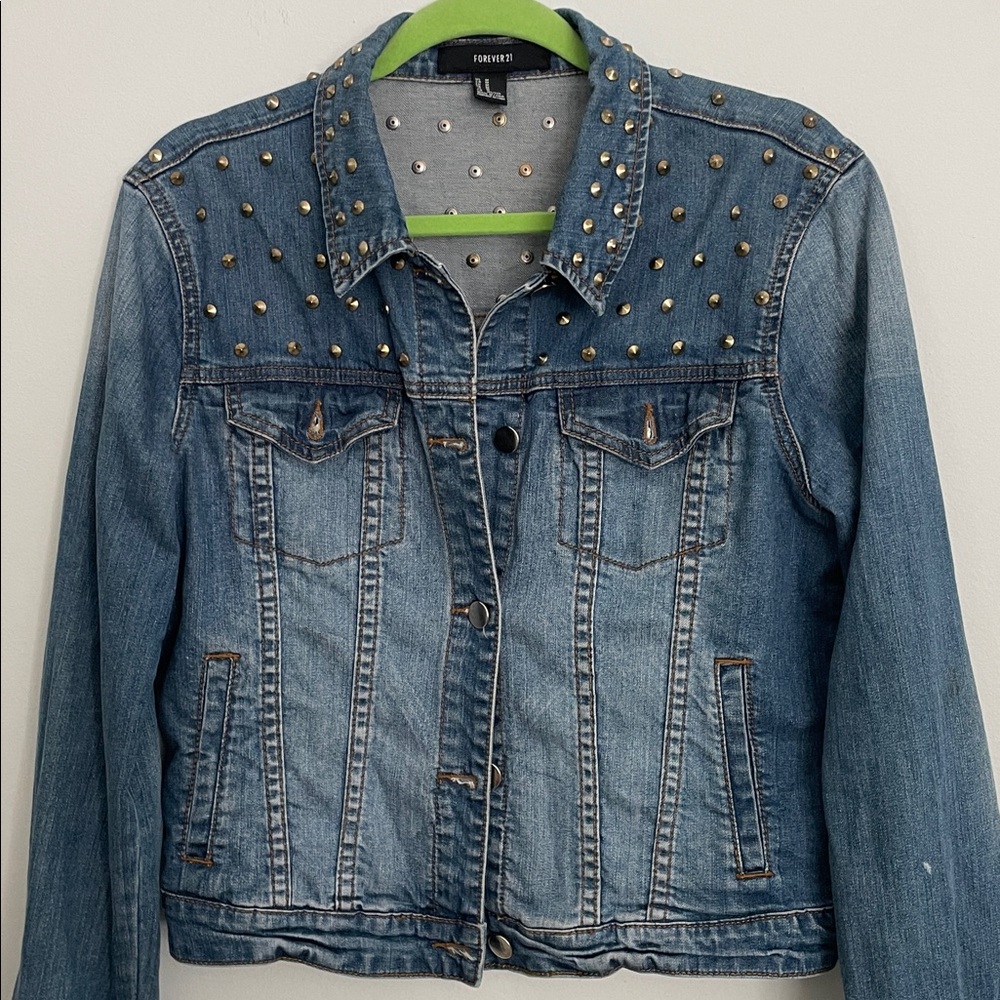 Forever 21 Blue Studded Jacket